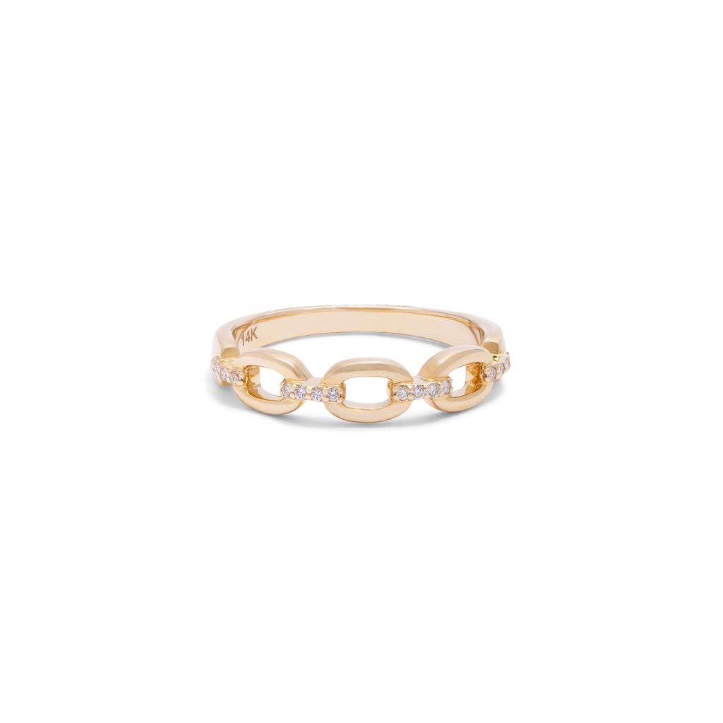 Gold and Diamond Link Ring in Yellow Gold