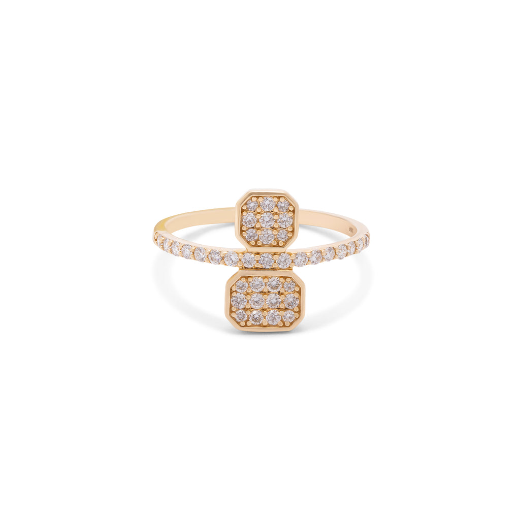 Pave Double Shape Diamond Ring