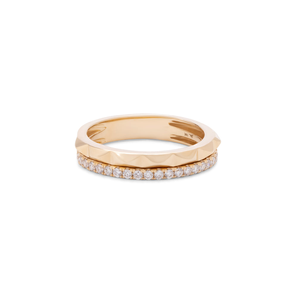 Pyramid with Diamonds Yellow Gold