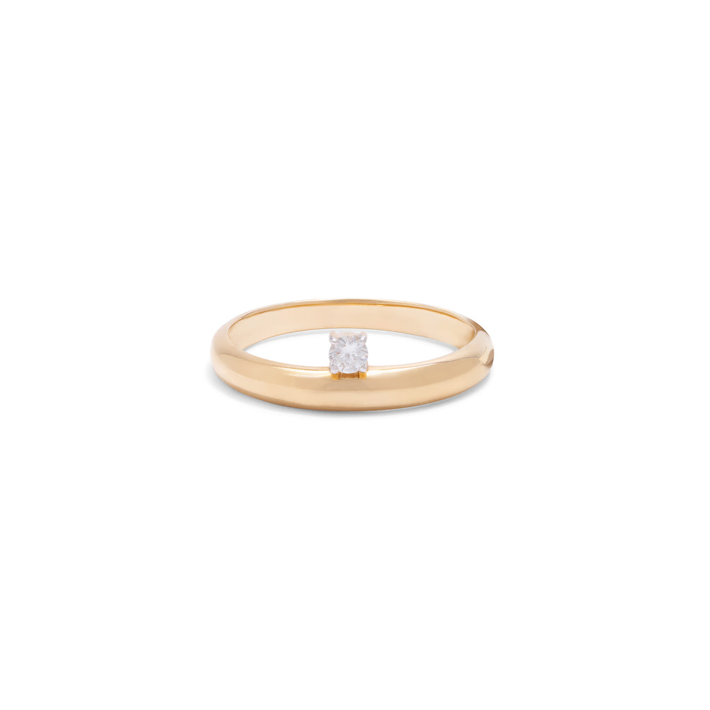 Single Diamond Yellow Gold Band