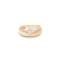 Single Pear Diamond and Yellow Gold Band Ring