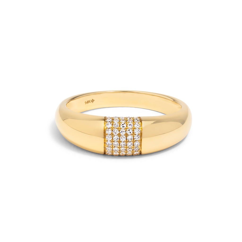Thin Dome Diamond Stripe Ring