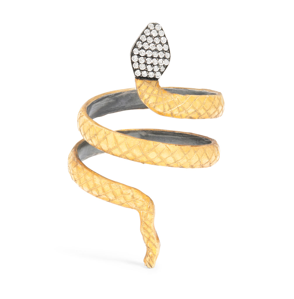 Snake Ring with Black Diamonds