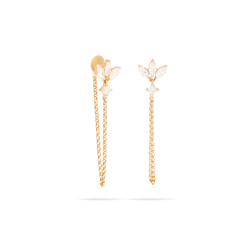 SINGLE Marquise Cluster with Chain Earring