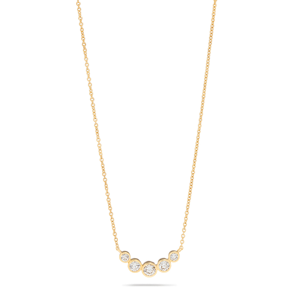 Five Diamond Bezel Necklace