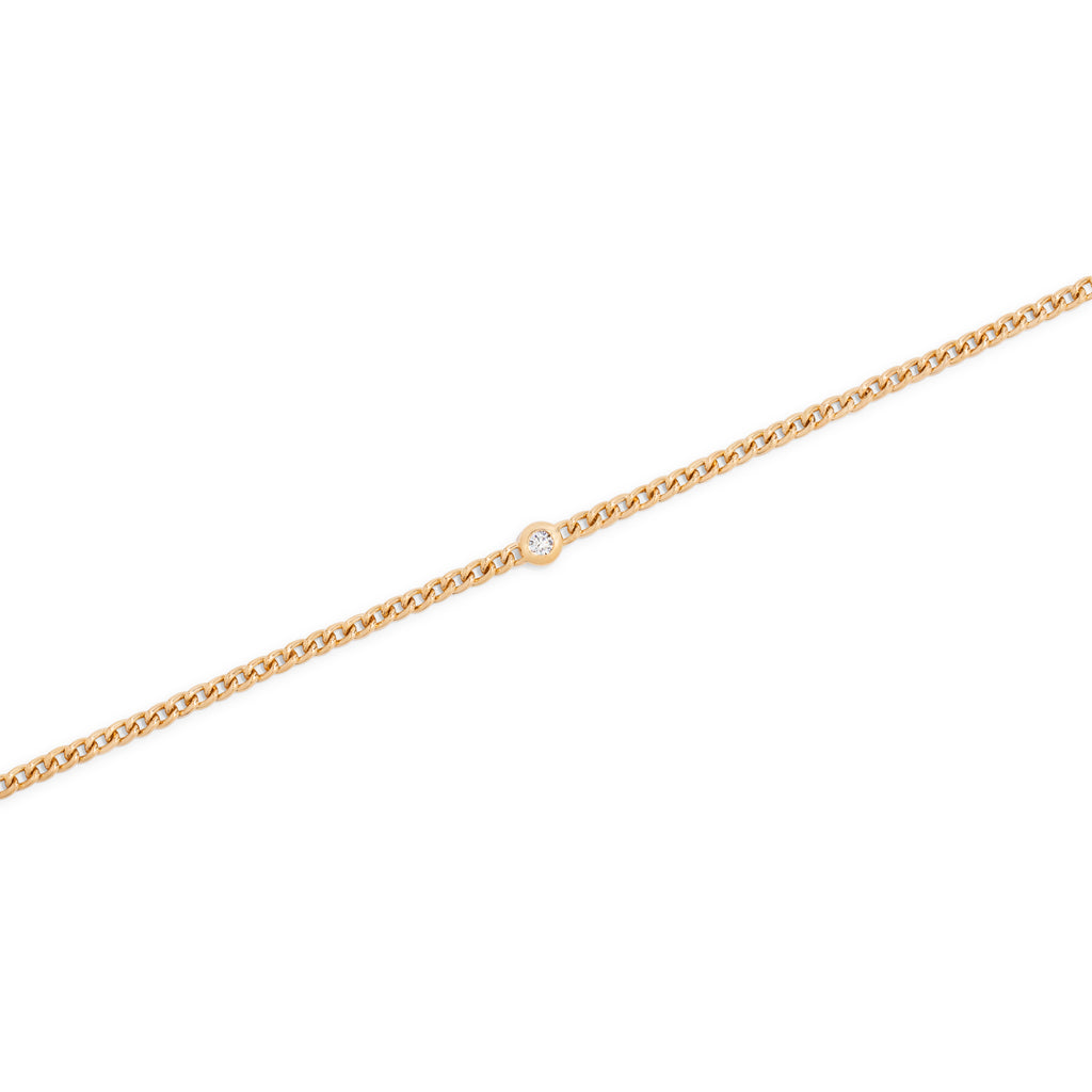 Small Yellow Gold Curb Link Bezel Diamond Bracelet
