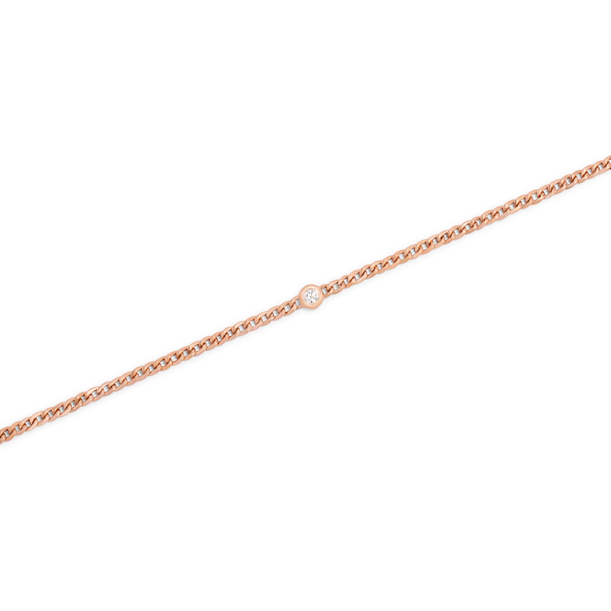 Rose Gold Curb Link Bezel Diamond Bracelet