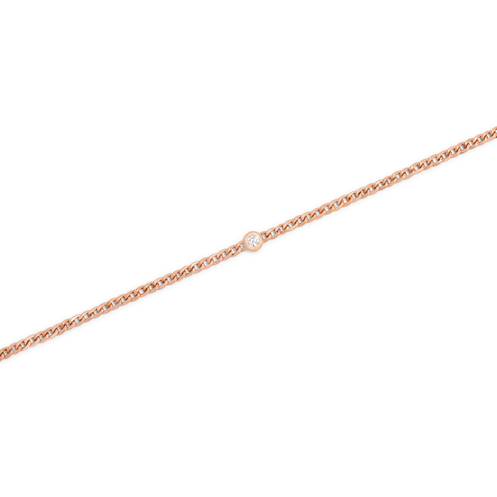 Rose Gold Curb Link Bezel Diamond Bracelet