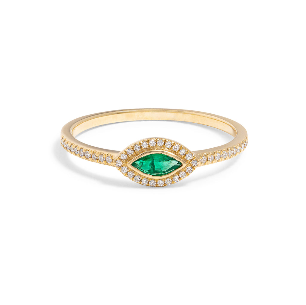 Marquise Emerald Pave Ring
