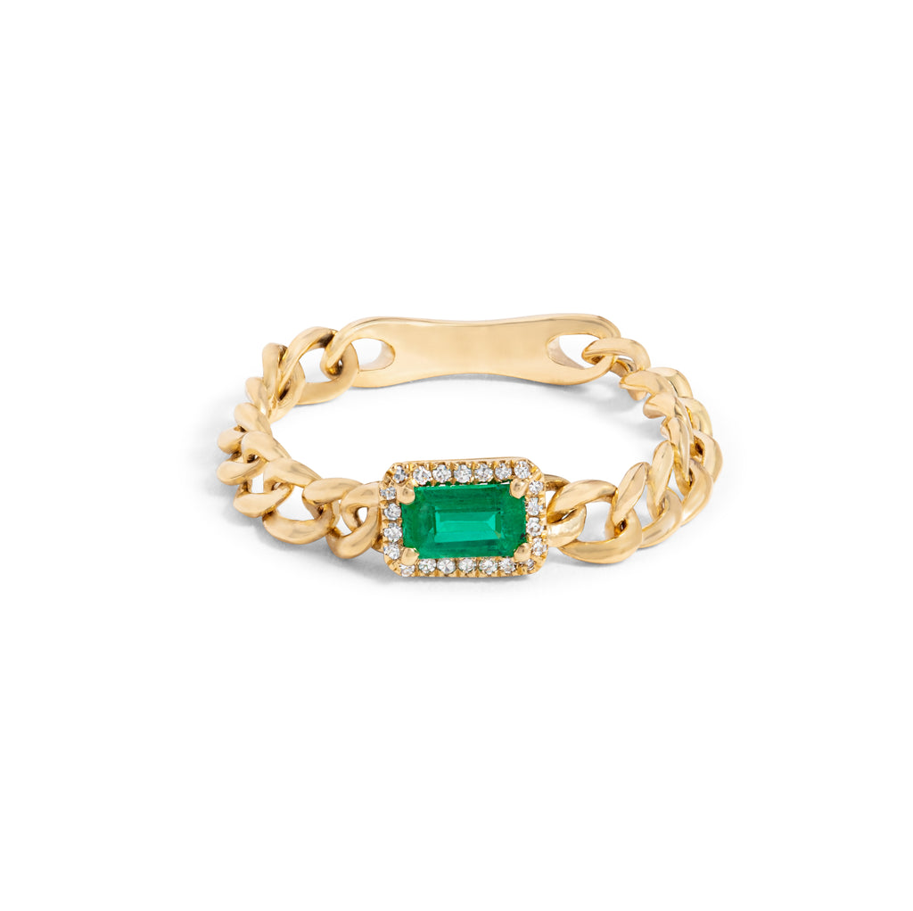 Small Emerald Chain Link Ring