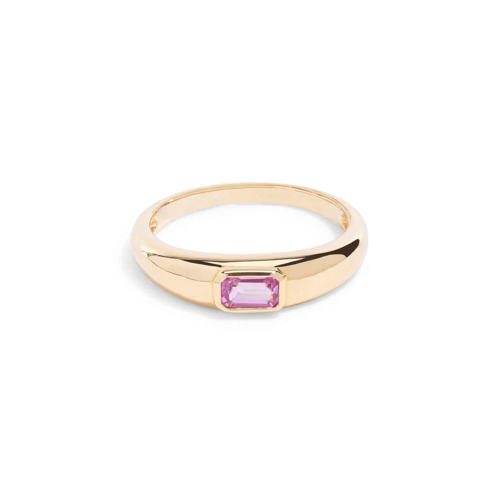 Gold Dome Ring with Pink Sapphire