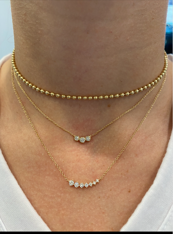 Three Diamond Bezel Necklace