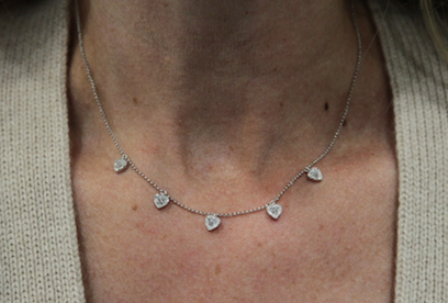 Hanging Heart Baguette Necklace