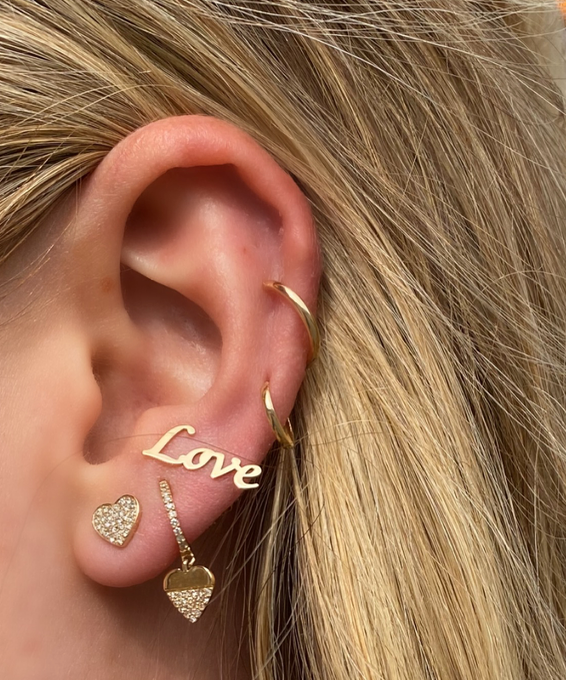Pave Heart Studs