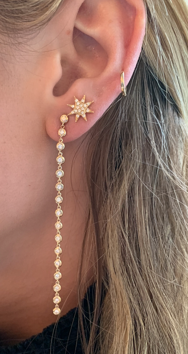 Long Diamond Bezel Earrings